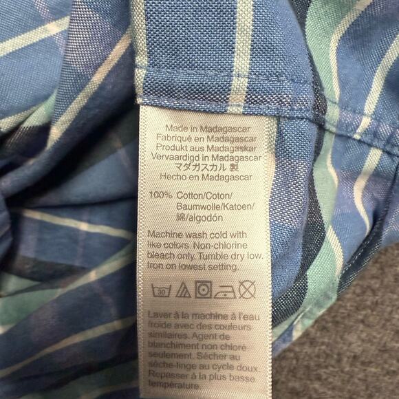 J. CREW Flex Oxford Button Up Long Sleeve Shirt Men's Medium Blue Green Plaid - Picture 3 of 6